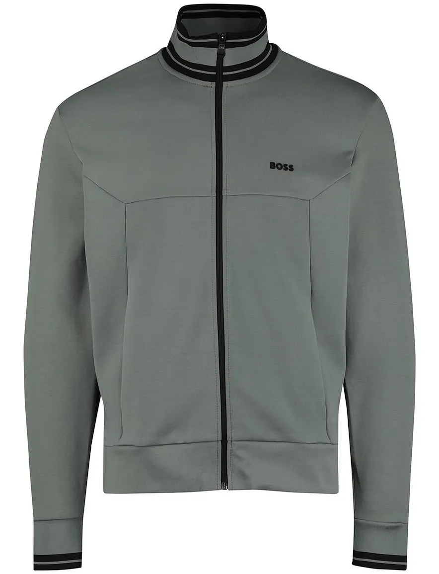 Boss Green Vest Groen zwarte opstaande kraag