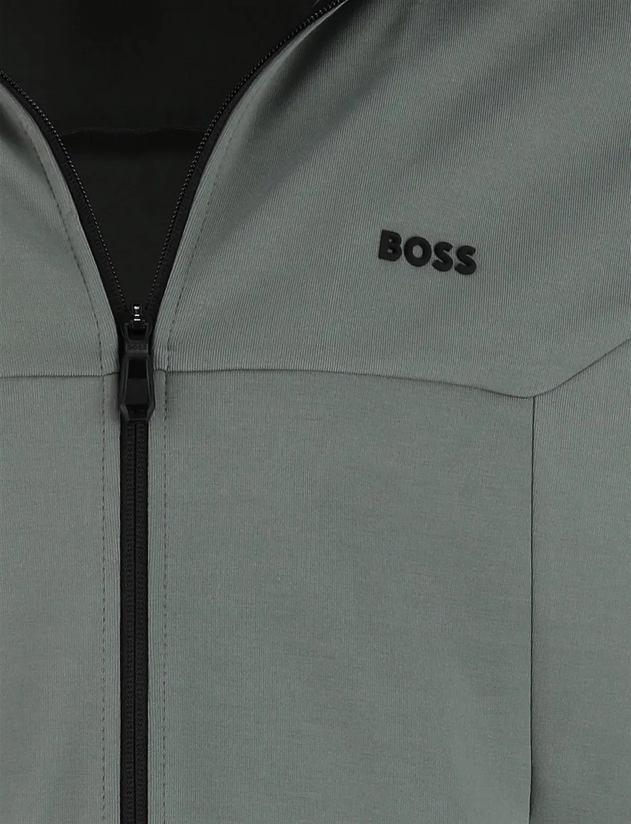 Boss Green Vest Groen zwarte opstaande kraag