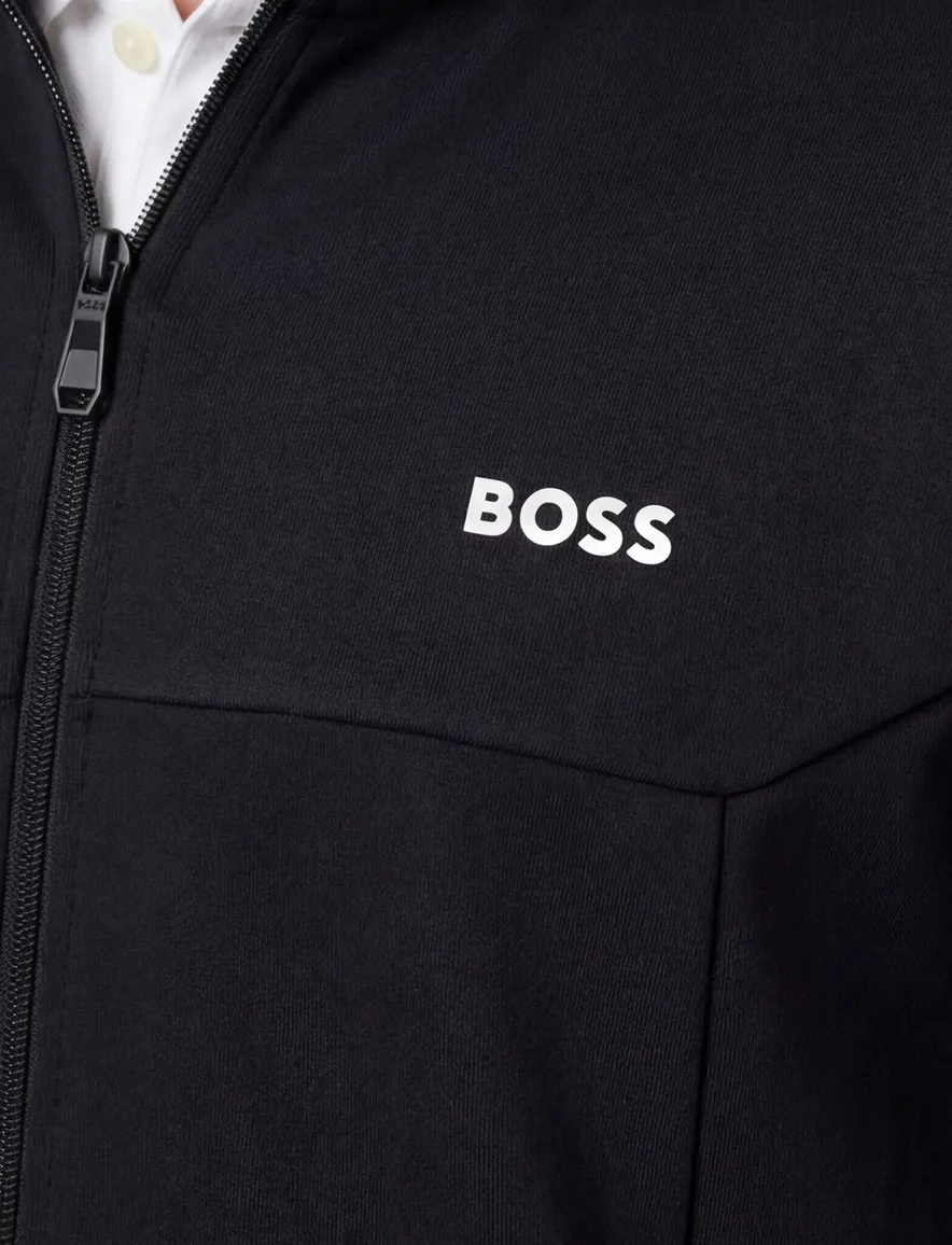 Boss Green Vest donkerblauw witte opstaande kraag effen