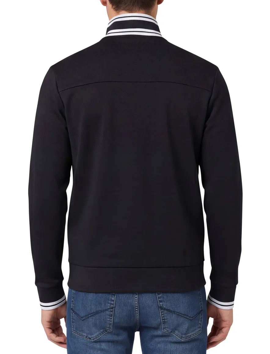 Boss Green Vest donkerblauw witte opstaande kraag effen
