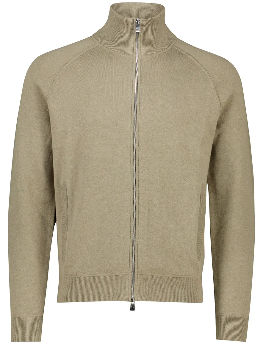 BOSS Black H-Idino vest khaki katoen regular fit effen