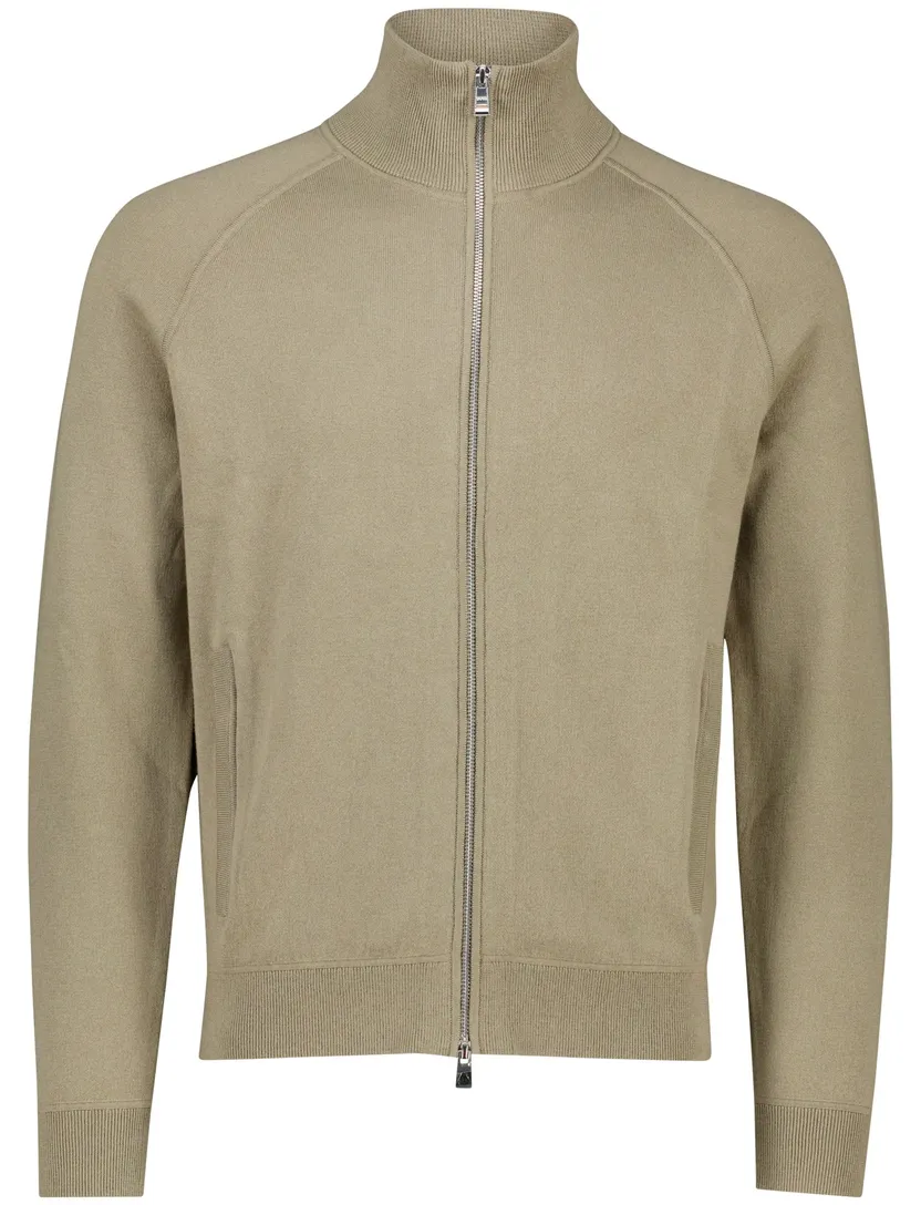 BOSS Black H-Idino vest khaki katoen regular fit zonder capuchon