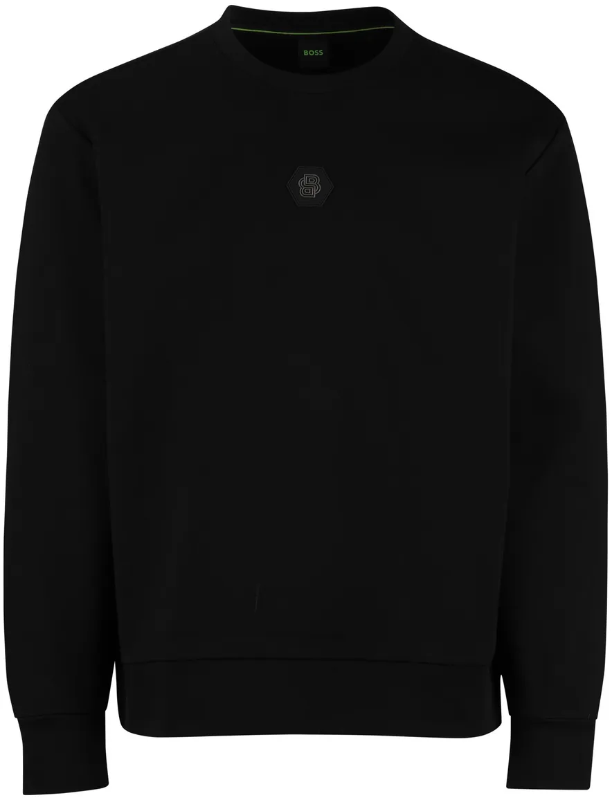 BOSS Green trui ronde hals zwart effen