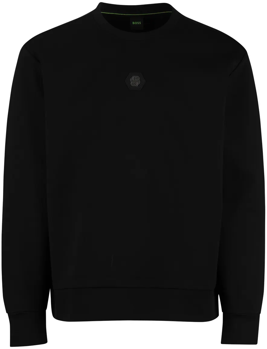BOSS Green trui ronde hals zwart effen