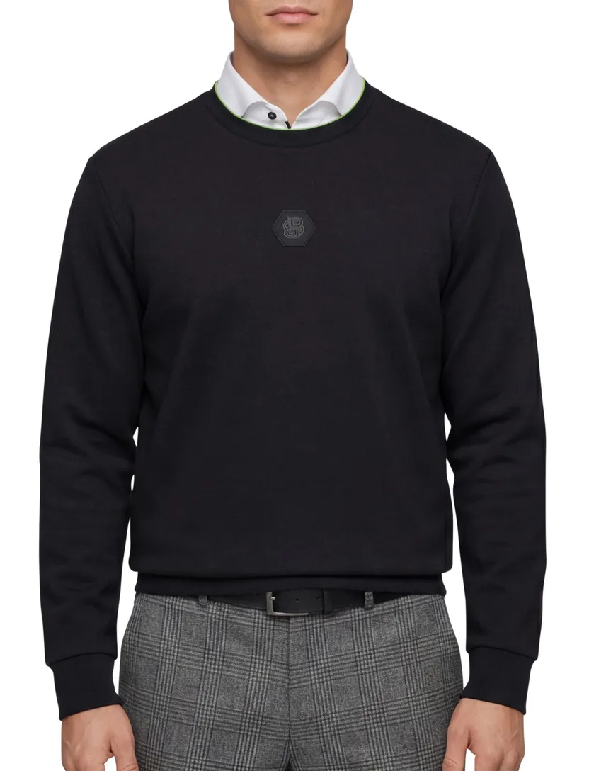 BOSS Green trui ronde hals zwart 100% katoen