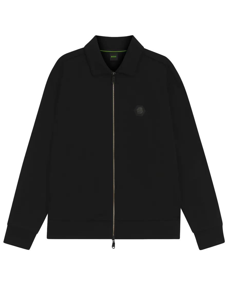 Big & Tall BOSS Green sweatvest zwart katoen