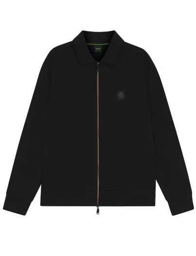 Hugo Boss Katoenen sweatvest BOSS Green Big & Tall zwart