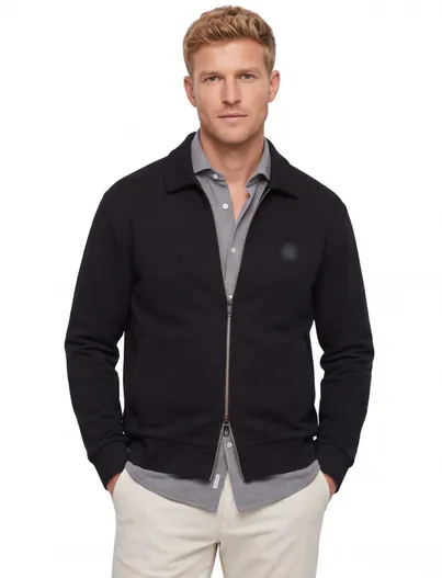 Hugo Boss Big & Tall BOSS Green sweatvest zwart katoen
