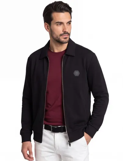 Hugo Boss Katoenen sweatvest BOSS Green Big & Tall zwart