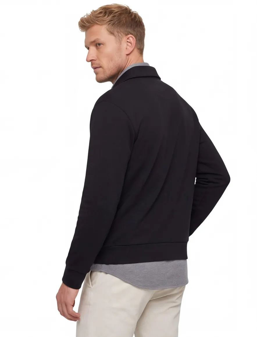 Big & Tall BOSS Green sweatvest zwart katoen
