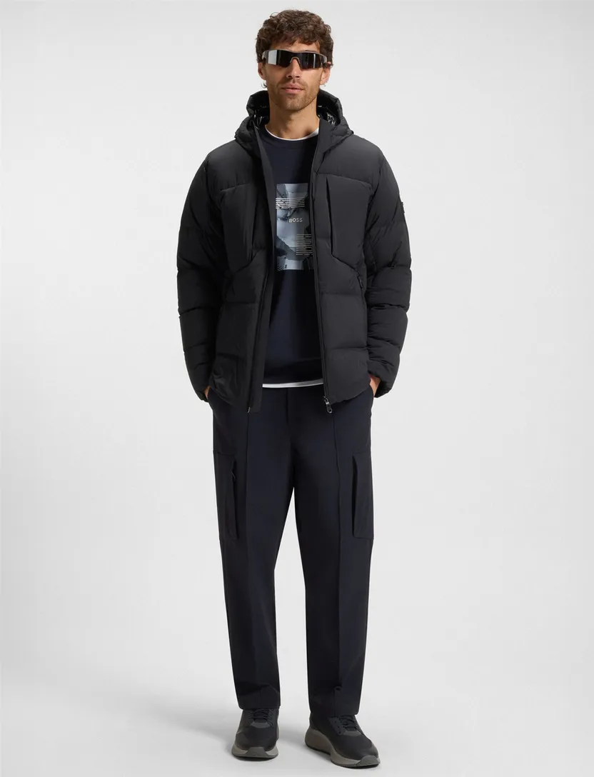 Boss Orange jas puffer donkerblauw effen polyamide