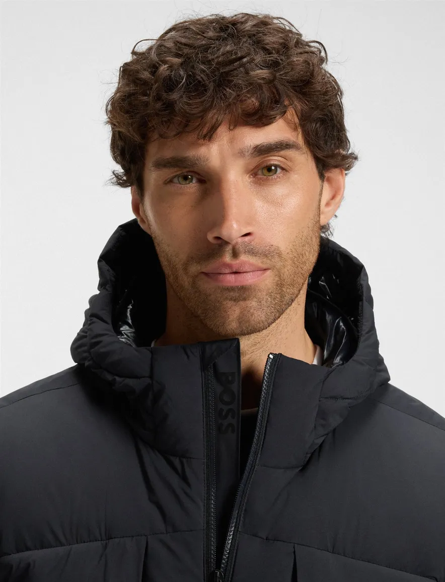 Boss Orange jas puffer donkerblauw effen gewatteerd