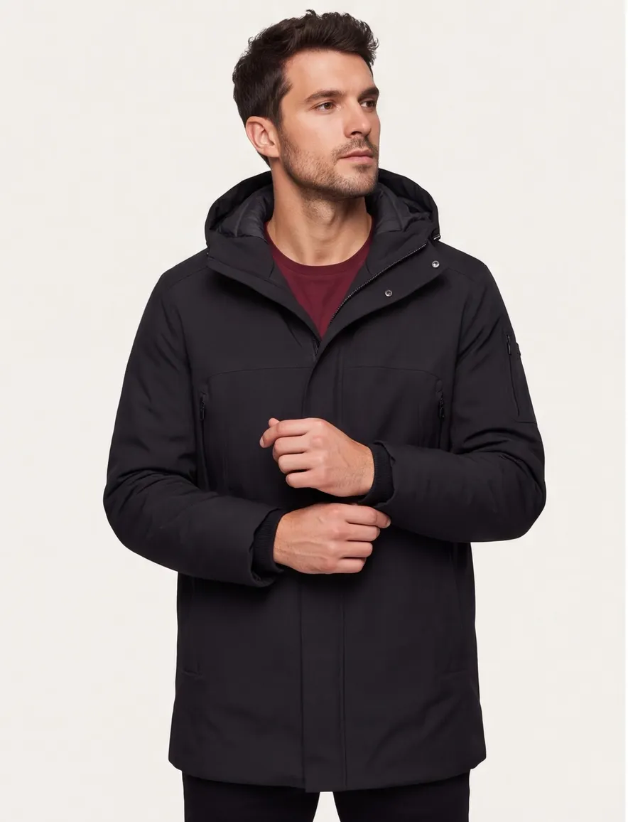 BOSS Orange winterjas OW Hexatech Parka Black effen