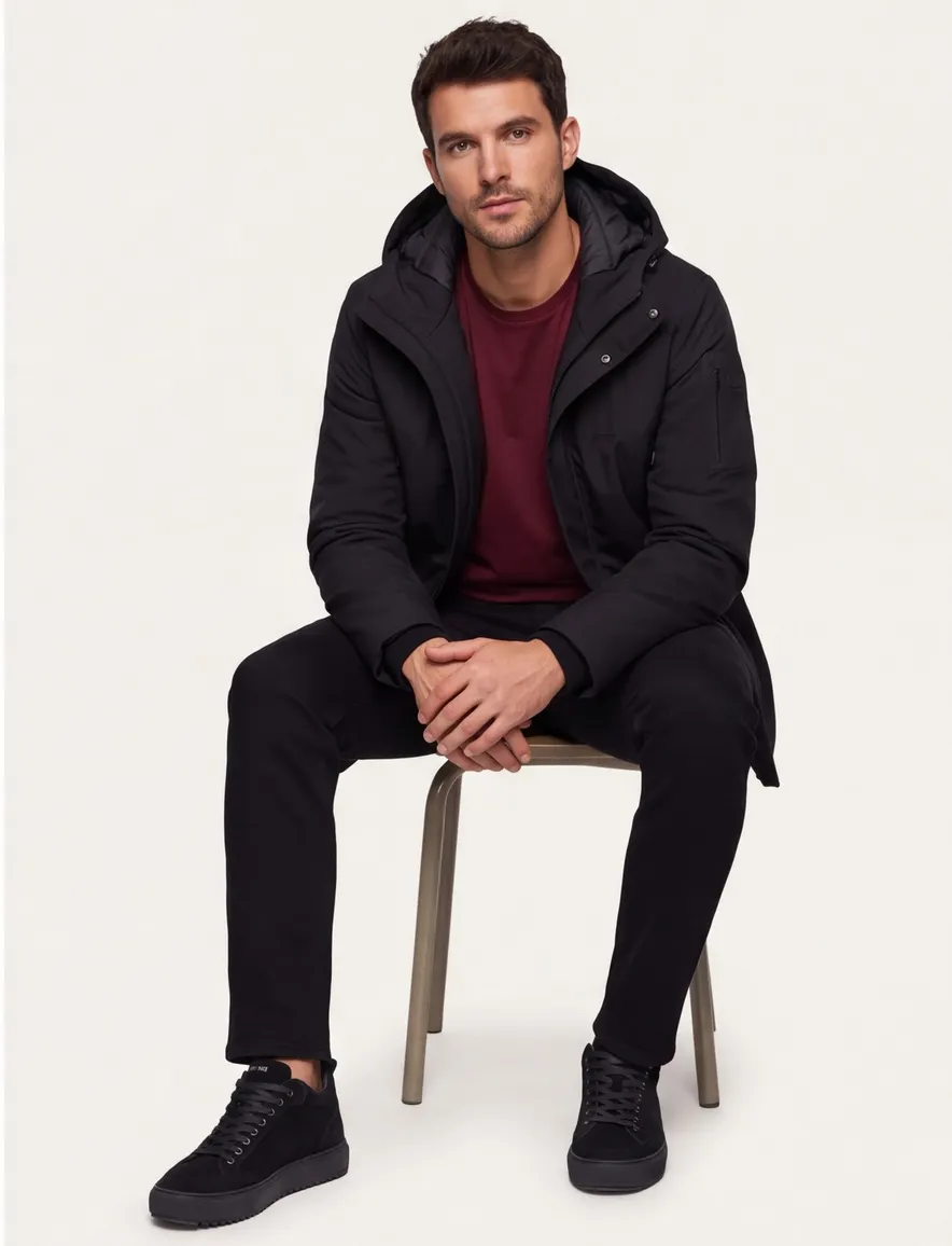 BOSS Orange winterjas OW Hexatech Parka Black effen