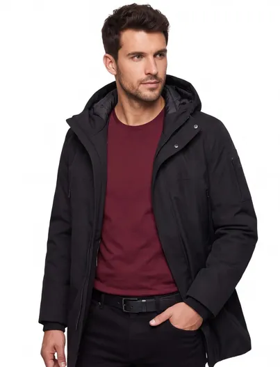 Hugo Boss BOSS Orange winterjas OW Hexatech Parka Black effen