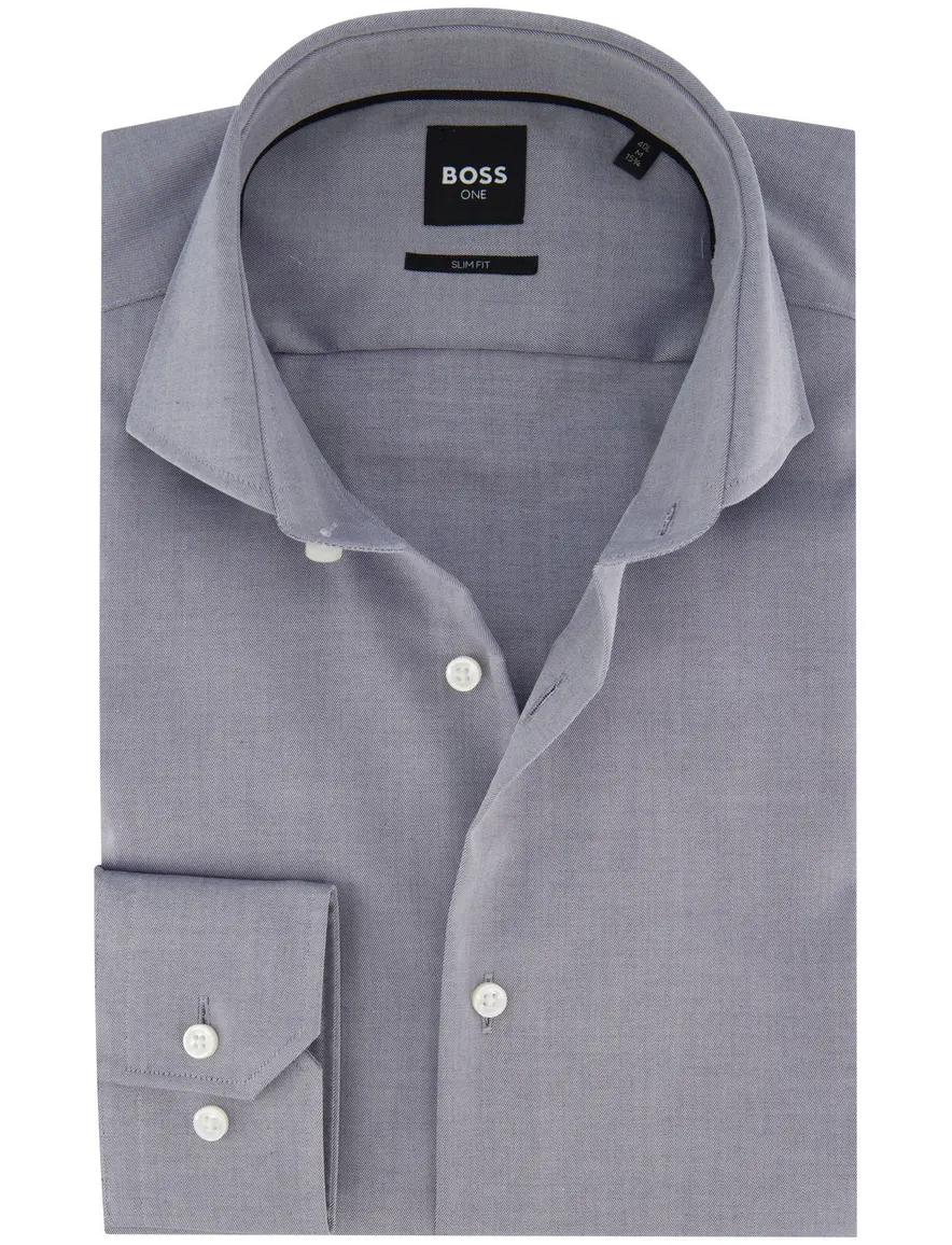 Boss black overhemd grijs slim fit mouwlengte 7