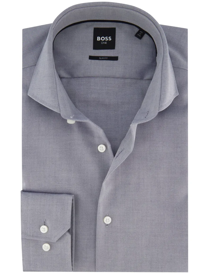 Boss Black overhemd slim fit ml7 katoen blauw