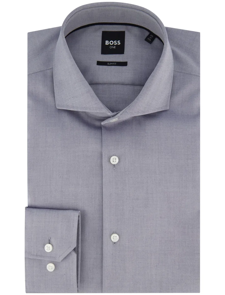 Boss Black overhemd slim fit ml7 katoen blauw