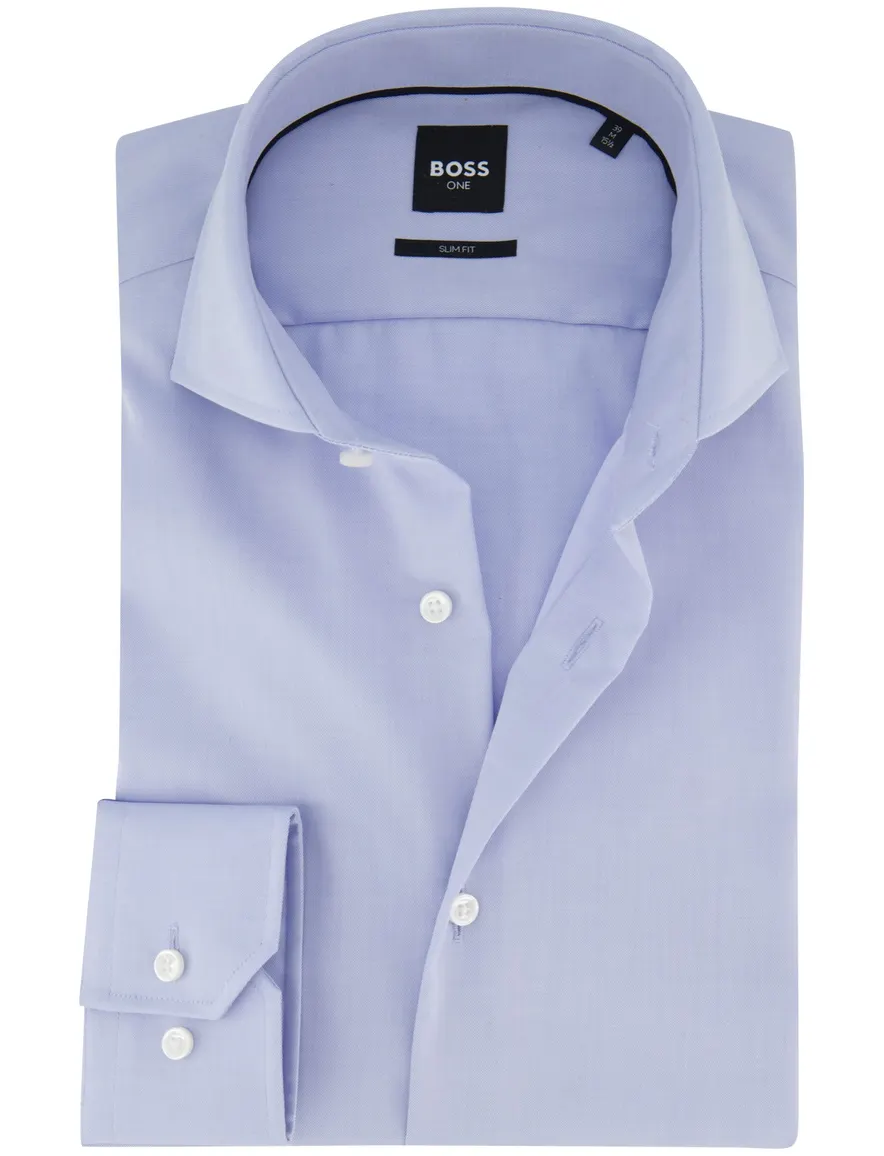 Boss one overhemd blauw slim fit
