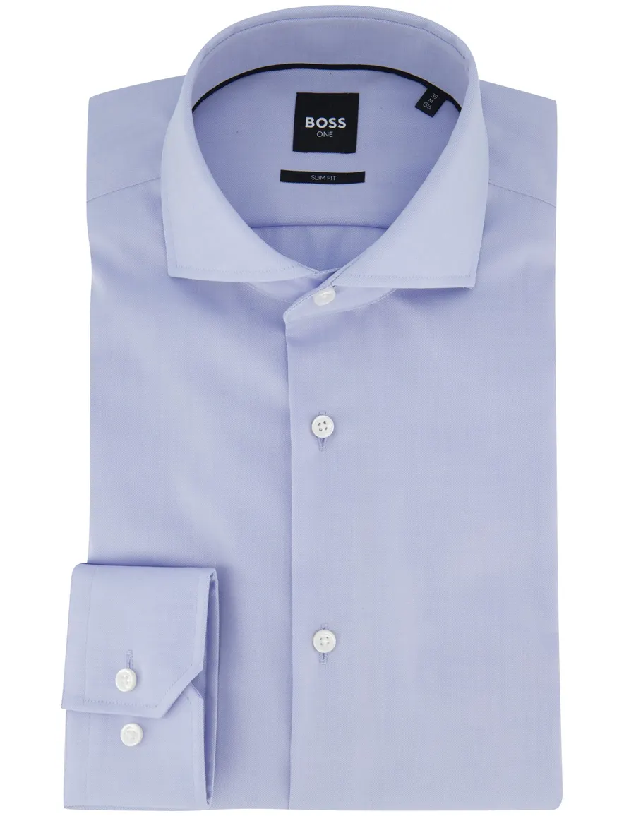 Boss one overhemd blauw slim fit
