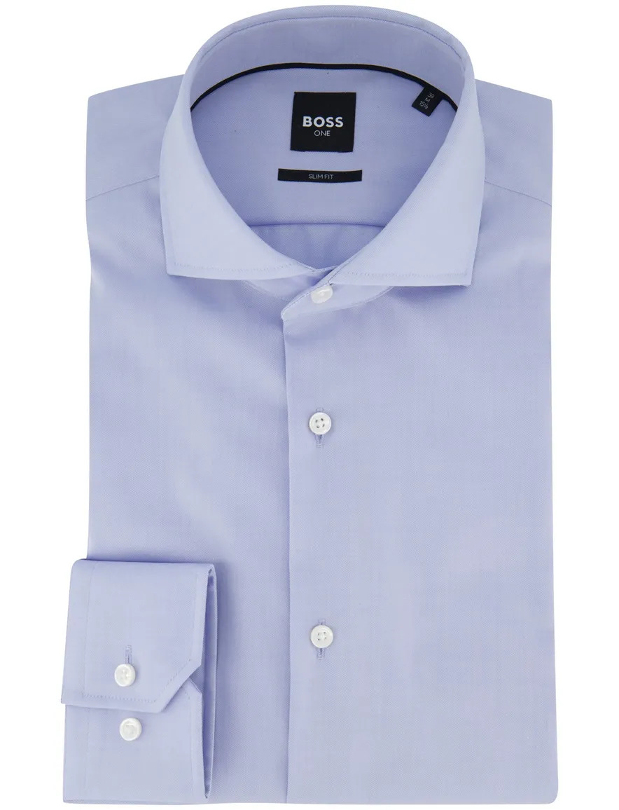 BOSS One zakelijk slim fit overhemd lichtblauw