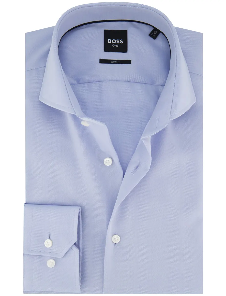 Boss Black slim fit overhemd lichtblauw katoen