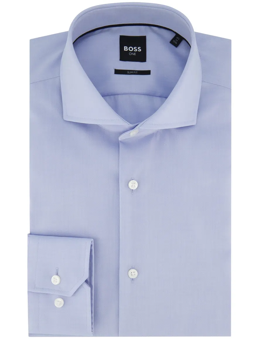Boss Black slim fit overhemd lichtblauw katoen