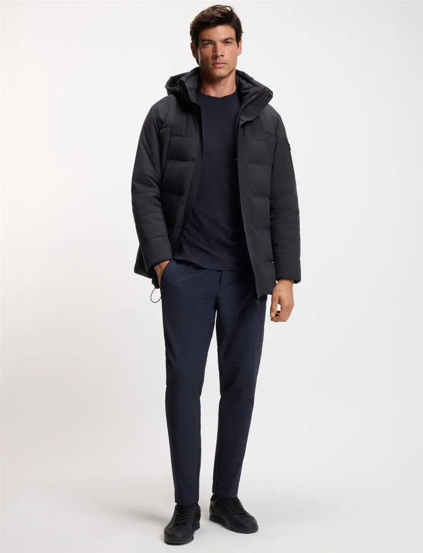 Boss Green Winterjas donkerblauw regular fit effen