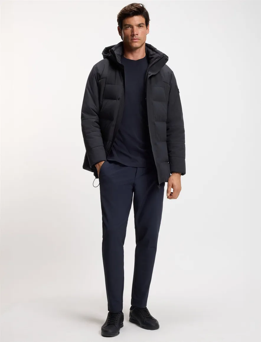 Boss Green Winterjas donkerblauw regular fit puffer