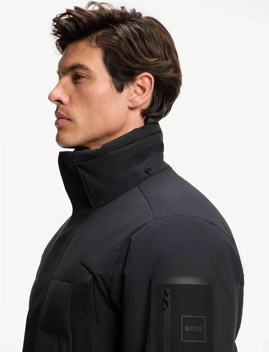 Boss Green Winterjas donkerblauw regular fit puffer