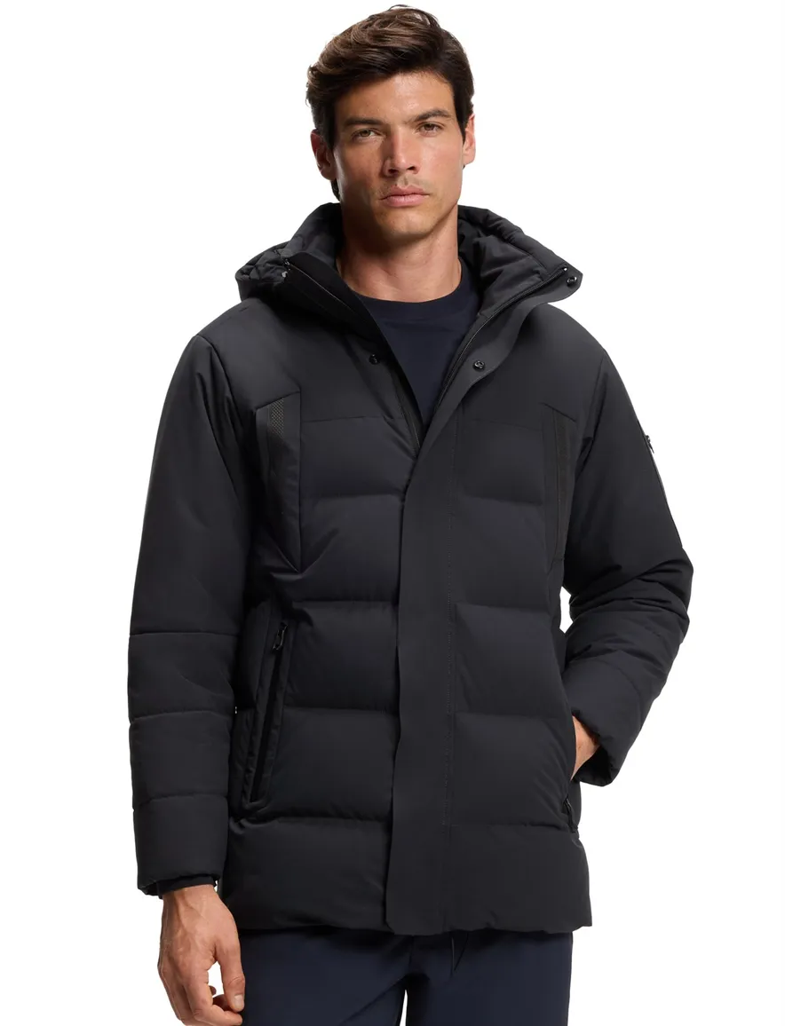 Boss Green Winterjas donkerblauw regular fit puffer