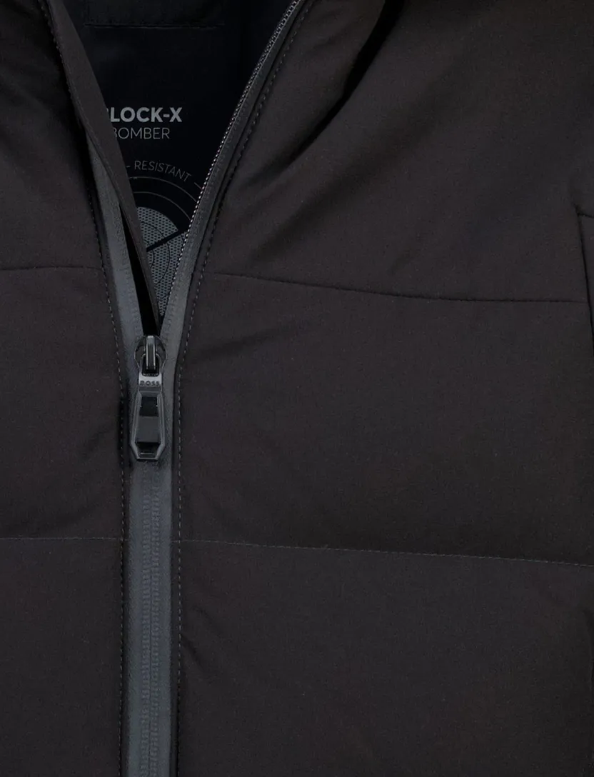 Winterjas Boss Green zwart puffer met capuchon