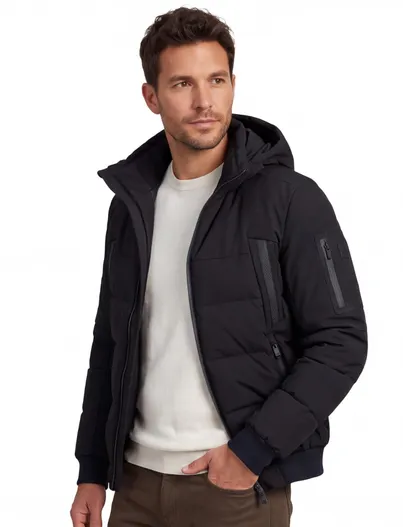 Hugo Boss Boss Green winterjas zwart puffer met capuchon