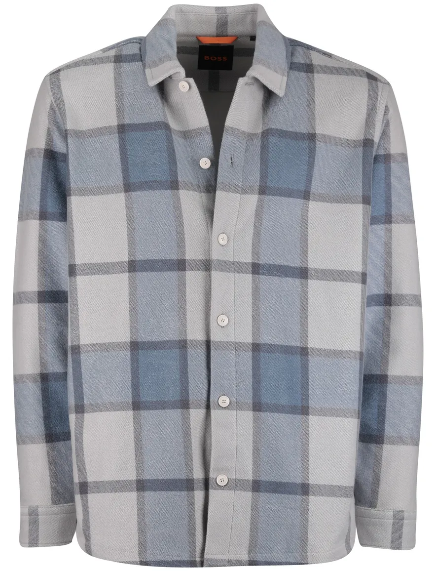 Boss Orange locky 2 overshirt geruit blauw