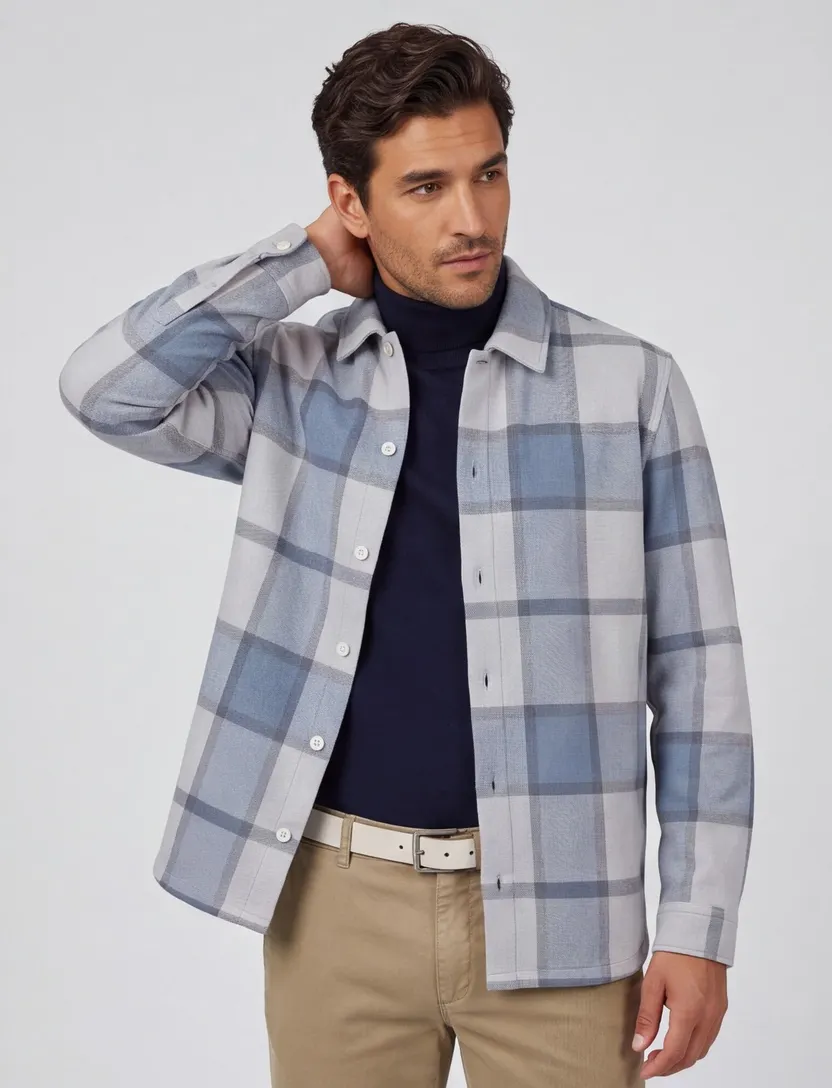 Boss Orange locky 2 geruit overshirt blauw