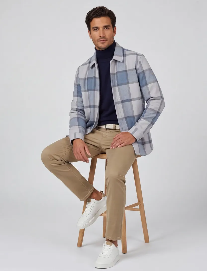 Boss Orange locky 2 geruit overshirt blauw
