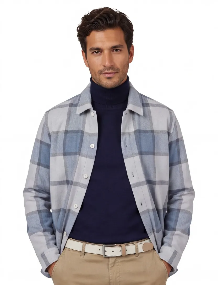 Boss Orange locky 2 geruit overshirt blauw