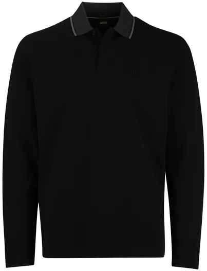 Hugo Boss Boss Green Plisy polo lange mouw katoen effen zwart