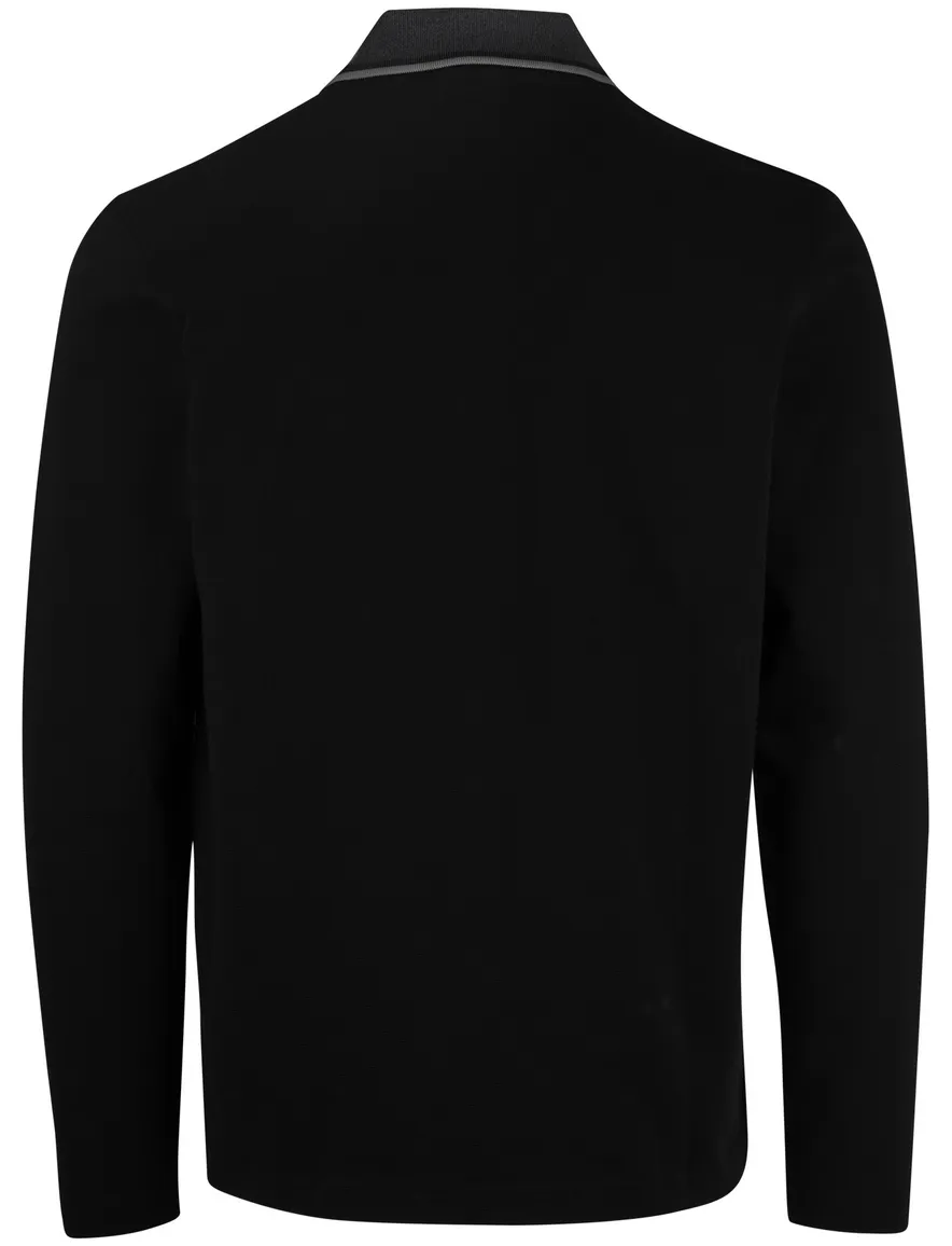 Boss Green Plisy polo lange mouw zwart katoen effen
