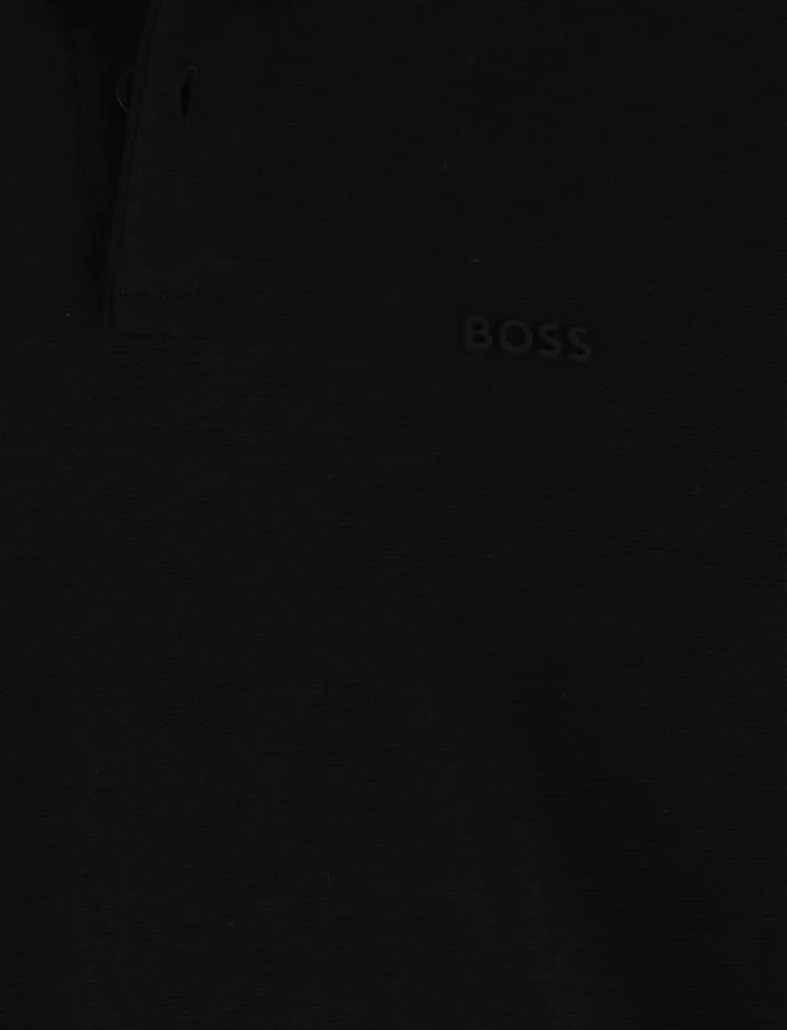 Boss Green Plisy polo lange mouw zwart katoen effen
