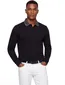 Boss Green Plisy polo lange mouw katoen effen zwart