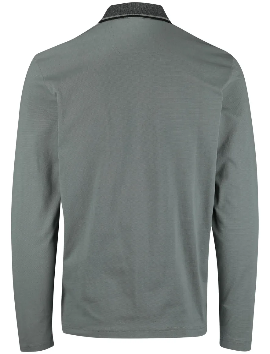 Boss Green Plisly poloshirt lange mouw groen normale fit