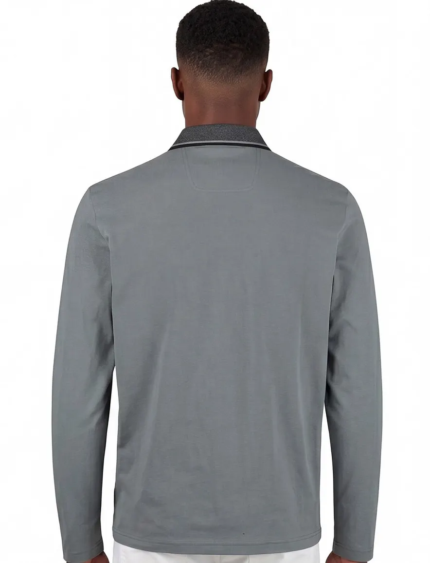 Boss Green Plisly poloshirt groen lange mouw normale fit