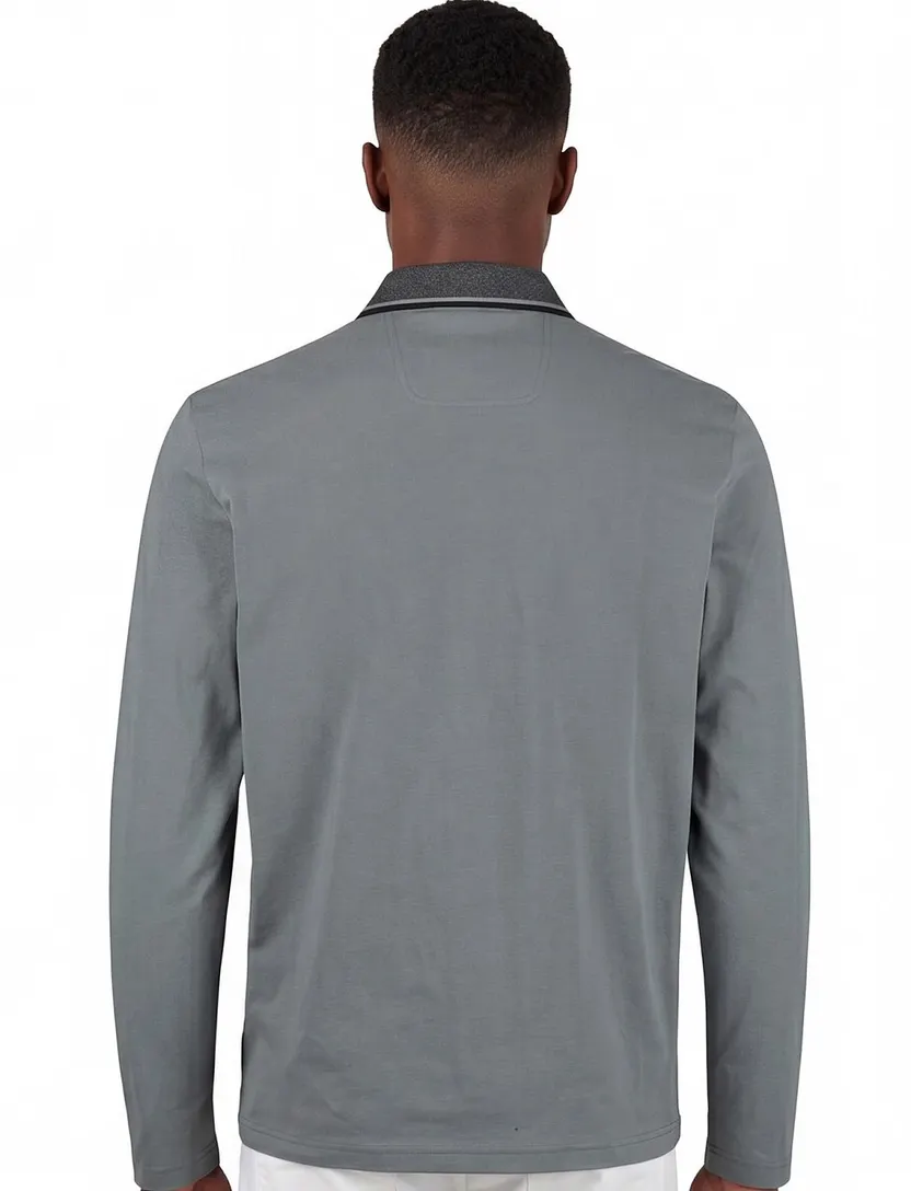 Boss Green Plisly poloshirt lange mouw normale fit groen