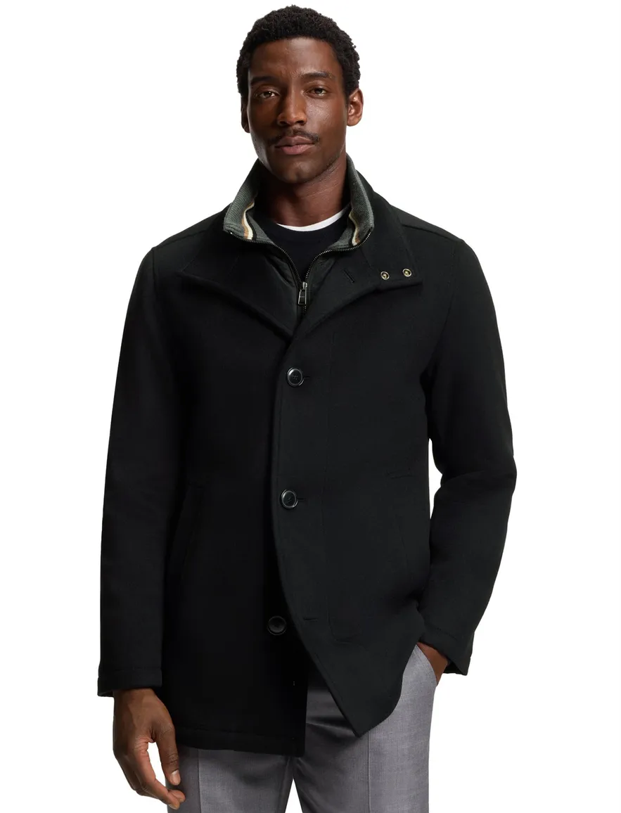 Boss Black H-Coxtan winterjas zwart effen wol normale fit