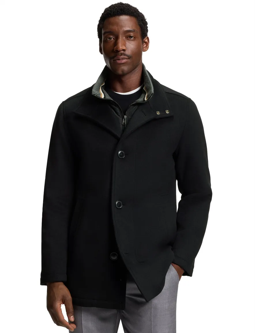 Boss Black H-Coxtan winterjas zwart effen wol normale fit