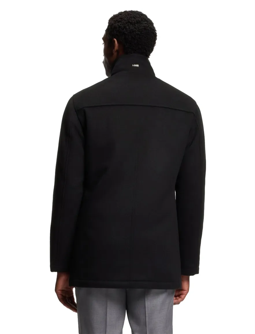 Boss Black H-Coxtan winterjas zwart effen wol normale fit