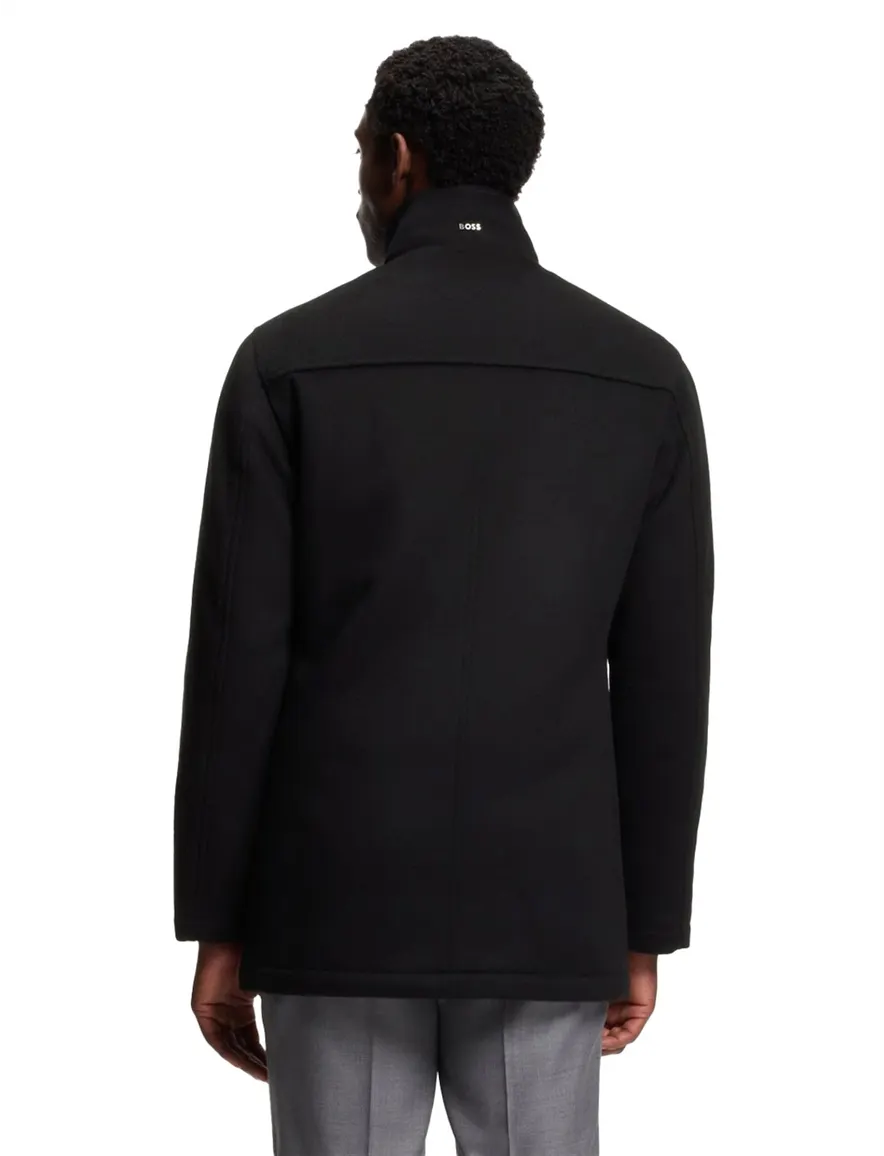 Boss Black H-Coxtan winterjas zwart effen wol normale fit