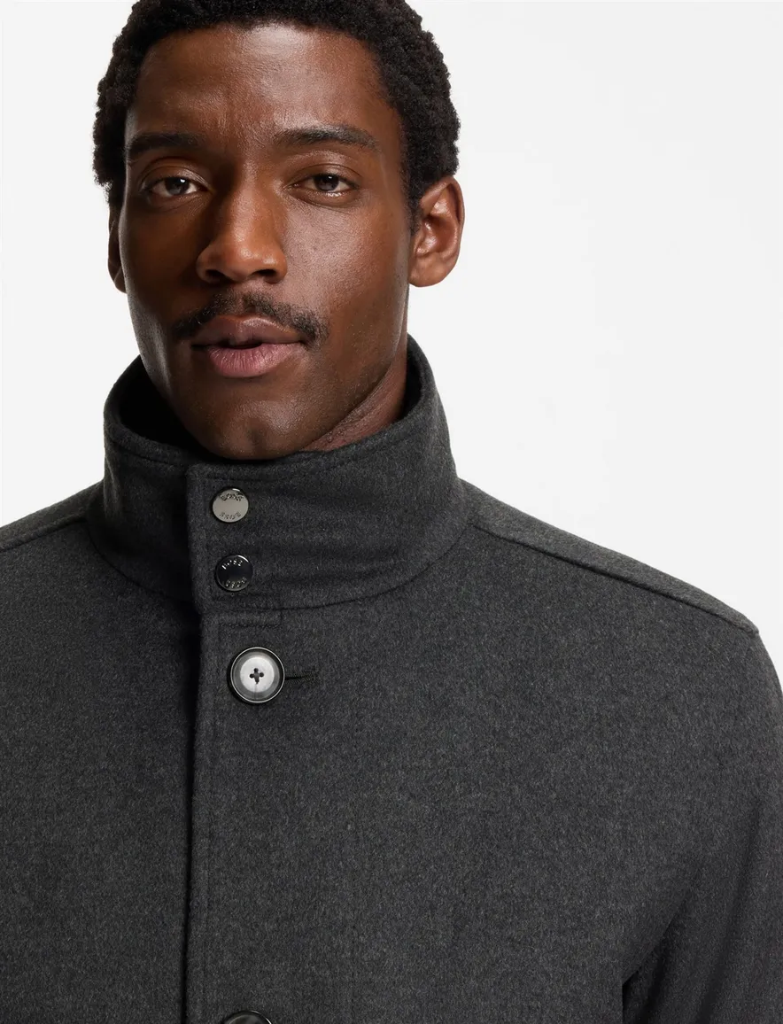 Boss Black H-Coxtan winterjas effen grijs wol normale fit