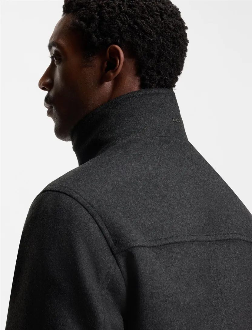 Boss Black H-Coxtan effen grijs winterjas wol normale fit